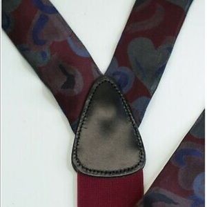 New Trafalgar Maroon Heart Silk Button Suspenders